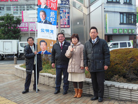 河内松原駅にて街頭演説を開催