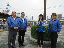 河内天美駅にて街頭演説