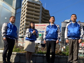 河内松原駅にて新春街頭演説を開催